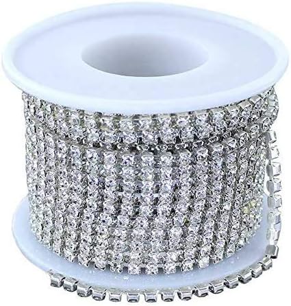 10 Yard Crystal Rhinestone Chain for Crafts Fringe Trim Diamond Jewellery Making Craft (Silver)