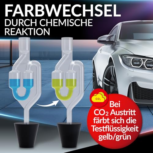HEIMWERT Zylinderkopfdichtung Tester ohne Herumschrauberei - extrem günstiger und zuverlässiger Kühlmittel Dichtheitstest per Farbwechsel - co2 Tester Kühlwasser u Zylinderkopf KFZ u. Motorrad (10 ml)
