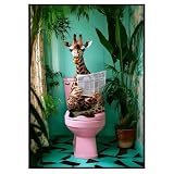 GZYYANG Lustige Giraffe auf Toilette Wandbild, 30x40cm 