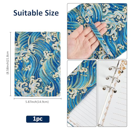 SUPERFINDINGS Book Cover Sleeve A5 Paperback Book Protector with Japanese Wave Royal Blue Book Sleeve Washable Book Cover Fabric Novel Book Sleeve for Book Lovers 14.9x21.8cm - Image 2
