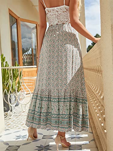 Robe longue évasée au style rétro avec imprimé floral rouge - 2