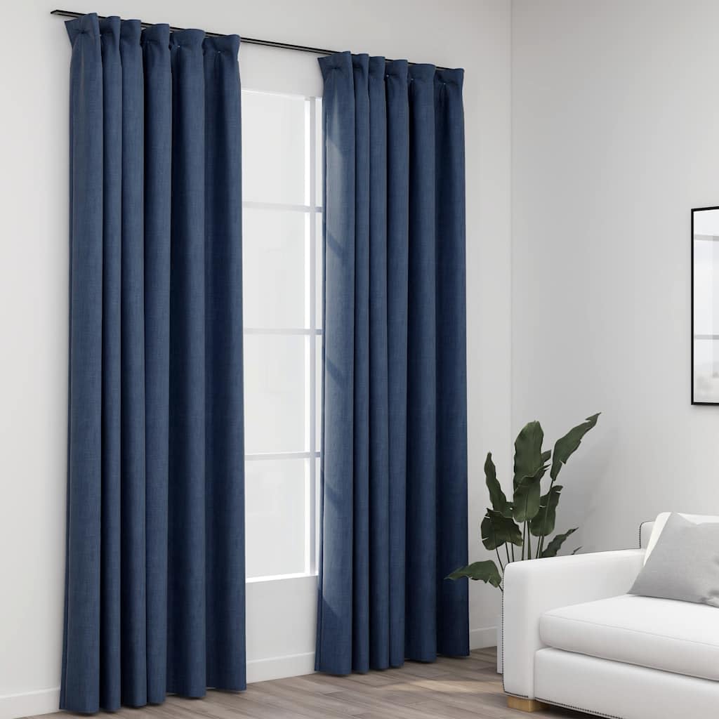 vidaXL 2x Gordijn Linnen-Look Verduisterend met Haken Raam Gordijnen Raambekleding Raamdecoratie Zonwering Vitrage Jaloezie 140x225 cm Grijs vidaXL 2x Gordijn Linnen-Look Verduisterend met Haken Raam Gordijnen Raambekleding Raamdecoratie Zonwering Vitrage Jaloezie 140x225 cm Grijs