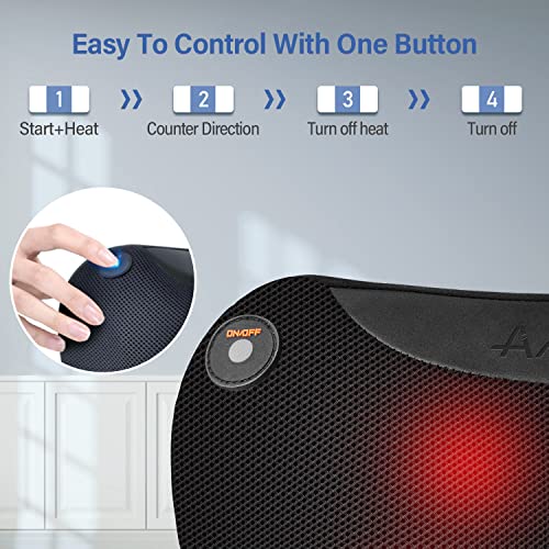Aiveisi Shiatsu Neck And Back Massager With Heat,Massage Pillow,Deep Tissue Kneading Massager For Lower Back Neck Shoulder Foot Calf Leg Muscle Pain Relief, Gift For Men Women (Black) #TOP1