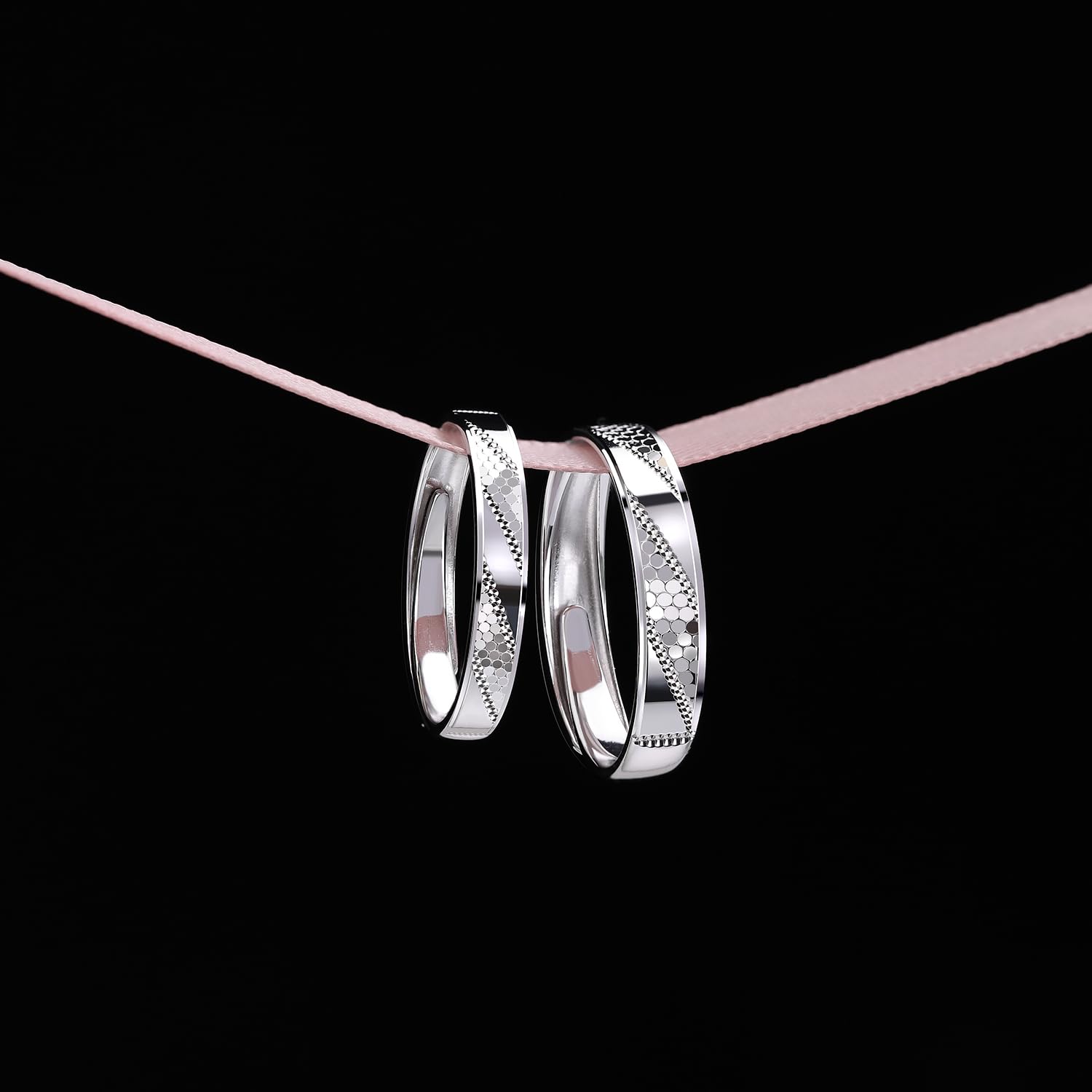 Meissa Bagues de Couple en Argent 925 – Anneaux Assortis Gravés Élégants – Alliances Ajustables – Bijoux pour Amoureux, Cadeau de Saint-Valentin, Anniversaire, Mariage