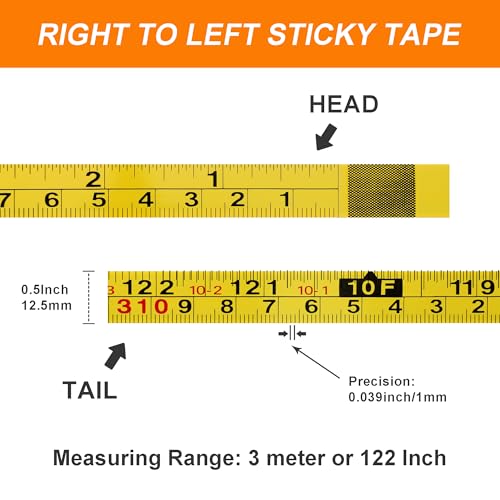 2-Pack cinta métrica adhesiva 3 m acero miniatura 2