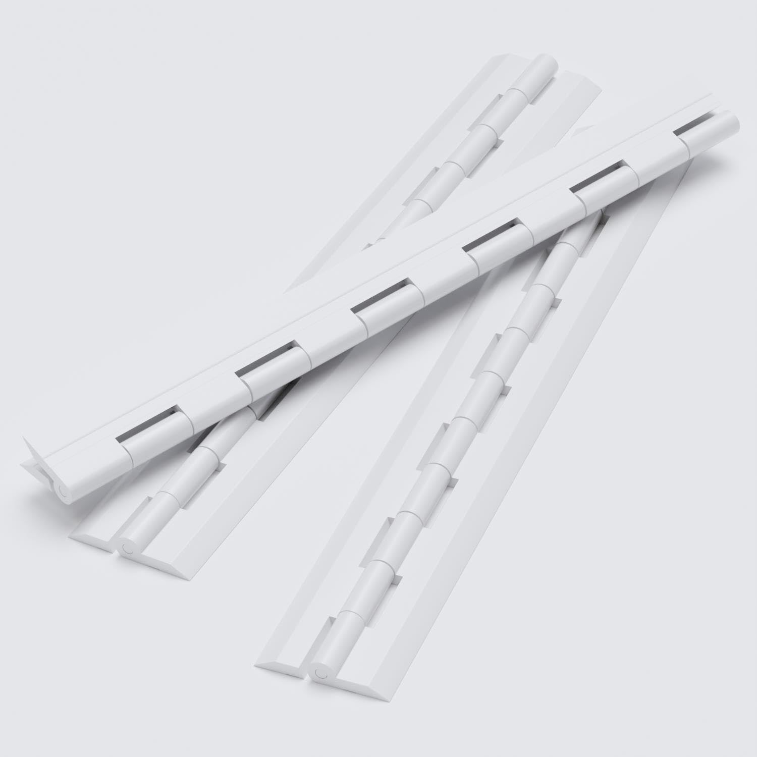 3 x White Acrylic Piano Hinges 300mm, Continuous Plastic Hinges