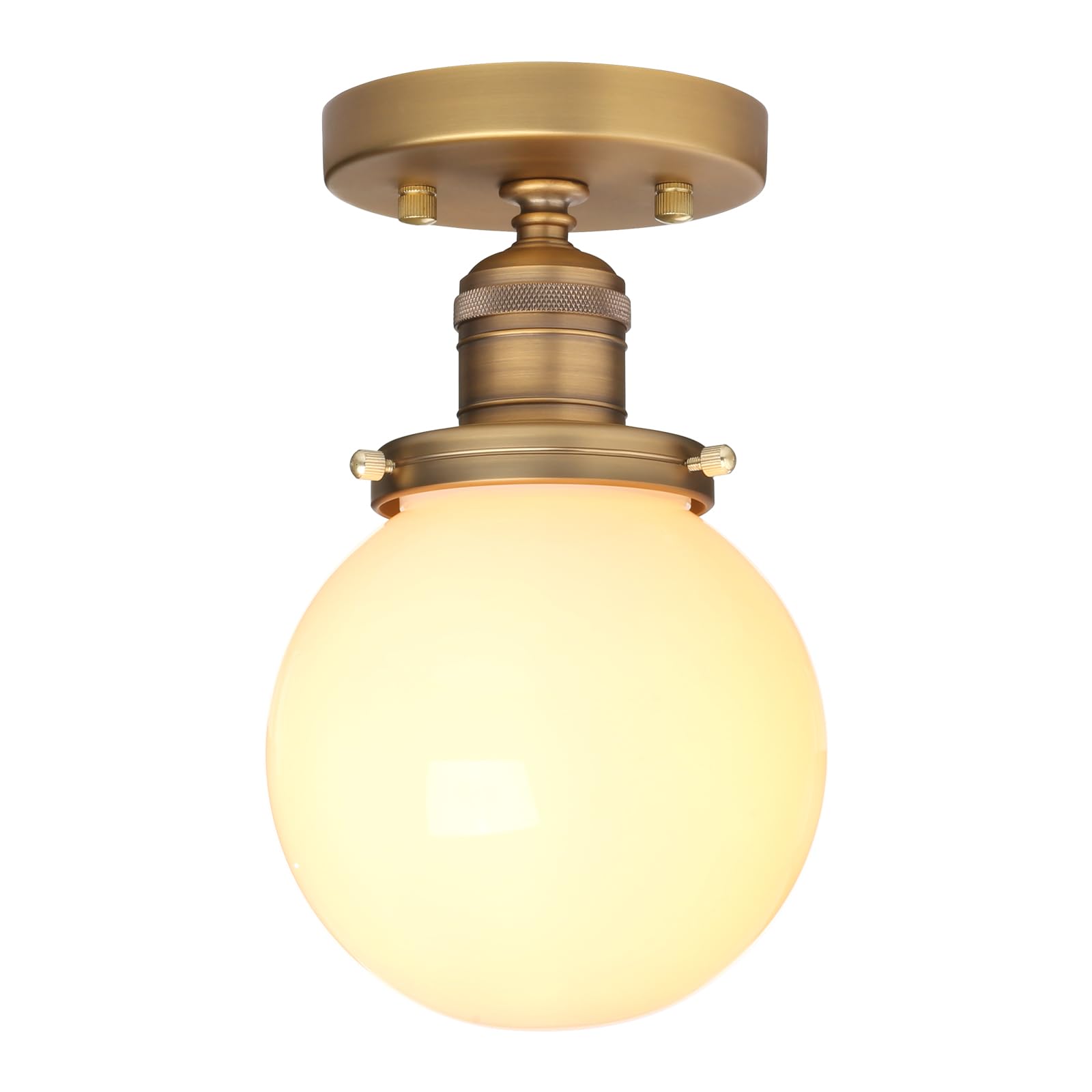 Yosoan 1-Light Modern Hallway Ceiling Light Fixture with Milk Round Glass, Indoor Hardwired Vintage Indoor Flush Mount Lighting with Matte Globe Shade