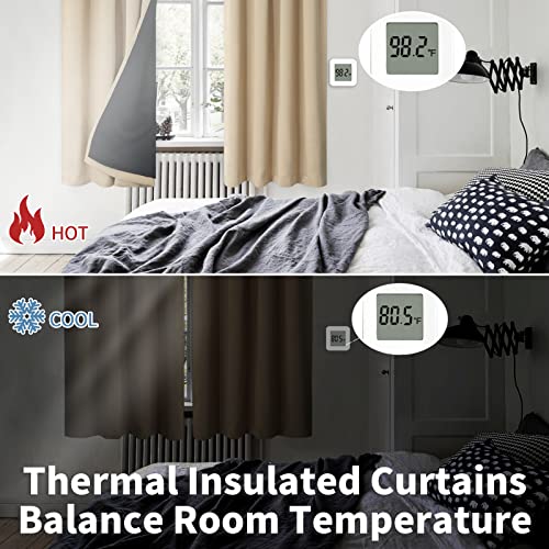 Bgment Thermal Insulated 100% Blackout Curtains For Bedroom With Black Liner, Double Layer Full Room Darkening Noise Reducing Rod Pocket Curtain (52 X 63 Inch, Beige, 2 Panels) #TOP3