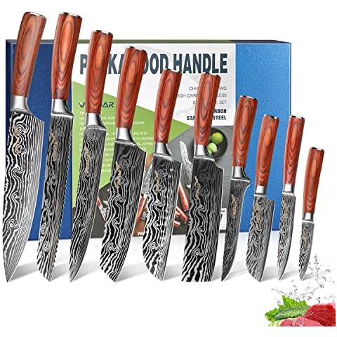 VINNAR Küchenmesser-Sets 10-teilig, Kochmesser Professioneller Edelstahl mit hohem Kohlenstoffgehalt zum Schneiden von Gemüse Cover