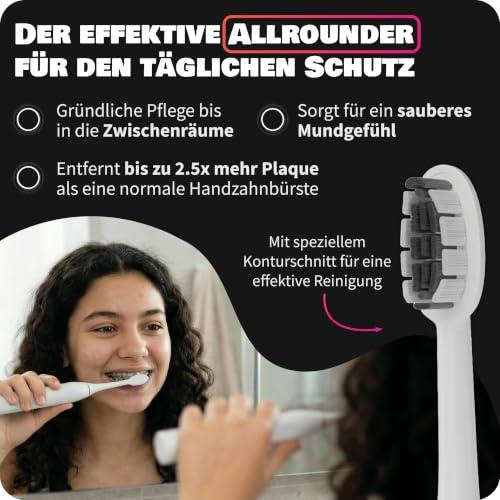 Zahnheld Bürstenkopf Basic Medium 3er-Set, Gero G2&G3, mittelhart, Weiß – Ansicht 3