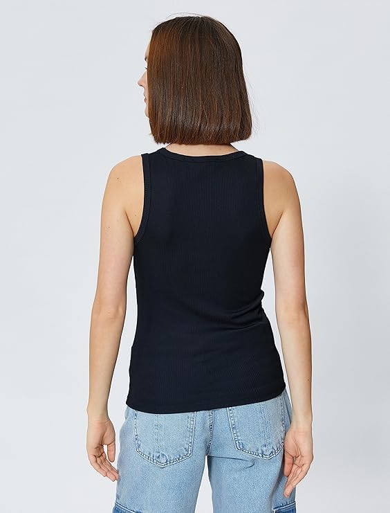 Glito Soft Cotton Ribbed Sleeveless Tank Tops for Women - Navy Blue | Slim Fit | Crew Neck | Women's Tank Top | Ribbed Innerwear & Loungewear | Ideal for Daily & Casual Wear - Image 2 thumbnail