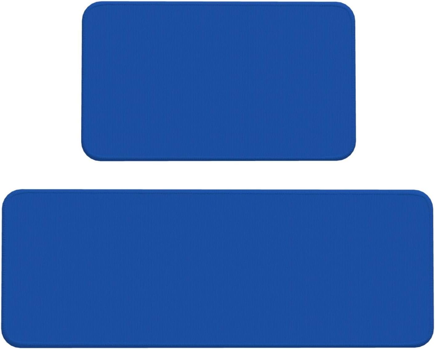 Dark-Blue Print Kitchen Rugs Sets of 2 Non Slip Washable, Anti Fatigue Kitchen Mats for Floor, Home Decor