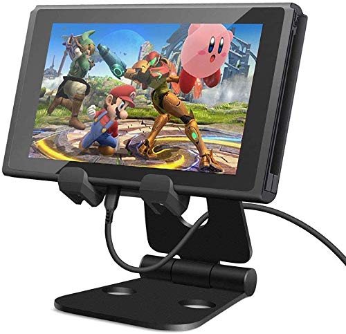 MEIZHEN Multi-Angle Adjustable Metal Stand Nintendo Switch Playstand Tablet Stand Phone Holder Dock for Desk Universal Rotatable Foldable,Fits All Smartphone iPad and Tablets 4-10'' Devices- Black