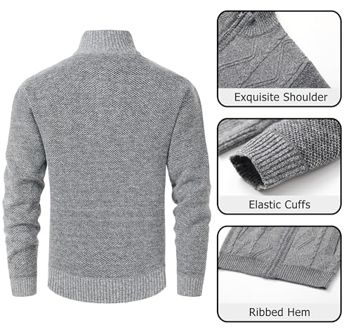 Image of Vcansion Men's Classic Cardigan Sweaters Stand Collar Slim Fit Casual Knitted Sweater