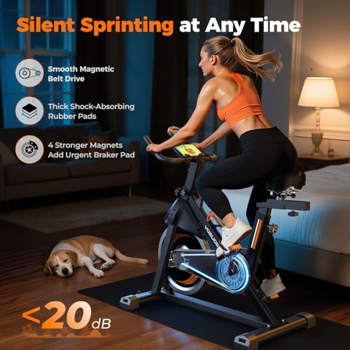 YOSUDA Exercise Bike,Magnetic Indoor Cycling Bike with 136kg Weight Capacity,Brake Pad Stationary Bike for Home with Exclusive App,Low Noise, Tablet Holder for Weight Loss - Image 5