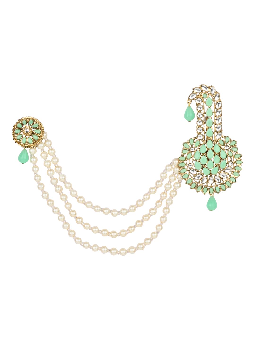 I Jewels Gold Plated Traditional Stone Pearl Drop Safa Kalangi Brooch for Groom/Men/Dulha Pagadi (SM60G) (B0BGXX466F) Amazon Price History, Amazon Price Tracker