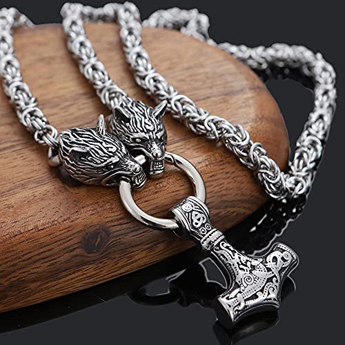 Amulette marteau de Thor vintage et chaîne lourde pour look motard