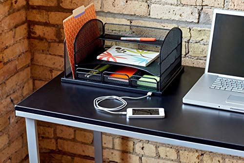 Safco Products 3252Bl Onyx Mesh Desktop Organizer With 3 Drawers, Black 16" X 11.4" X 8" #TOP3