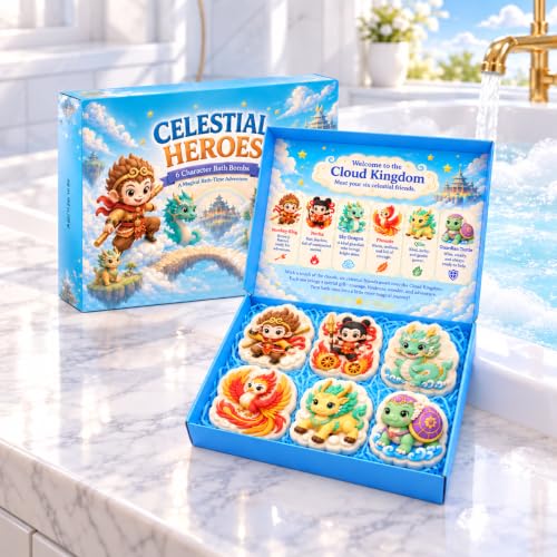 Warmlife Bath Bombs for Kids, 6 Celestial Heroes Gift Set for Boys &amp; Girls
