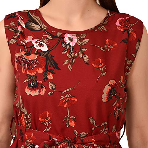 Image of Women's Sleeveless Peplum Top with Waist Tie Belt