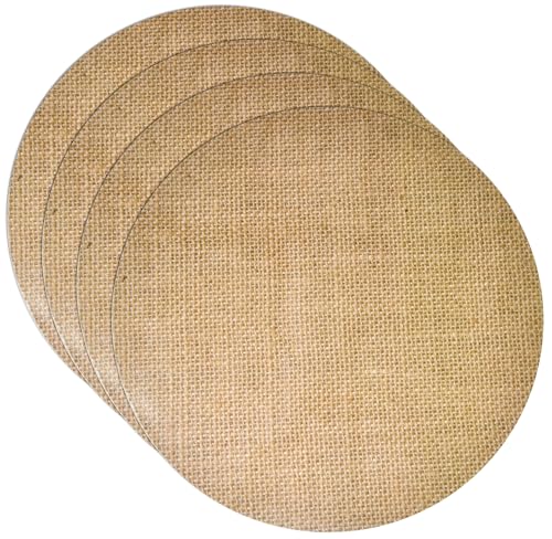 Gift Boutique YUY2510-RS Disposable Burlap Printed Paper Place Mats 50 Pack 13.5 Round Rustic Brown Natural Chargers Coated Place Mat thumb #3