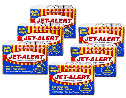 Jet Alert Double Strength Alertness Aid Caplets 200mg-90 Ct Value Packs (6)
