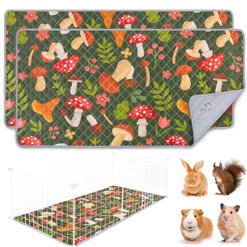 2 Pack Washable Guinea Pig Cage Liner Reusable Guinea Pig Mat Waterproof Super Absorbent Pee Pads for Small Animals