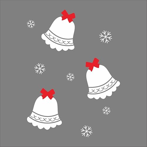 Miniatura 3 de DNVEN Calcomanías de Feliz Navidad, 3 lindos cascabeles con copos de nieve, calcomanías decorativas de pared para puerta y ventana, calcomanías de