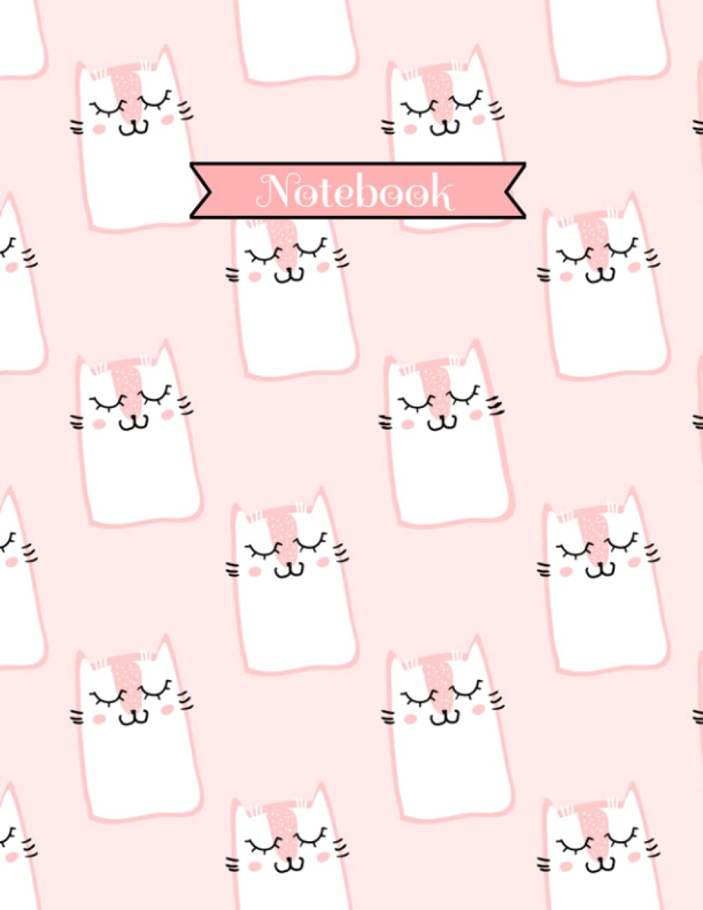 Cute Pink Cat Notebook: Large 8.5x11in College Ruled Lined Journal/Composition