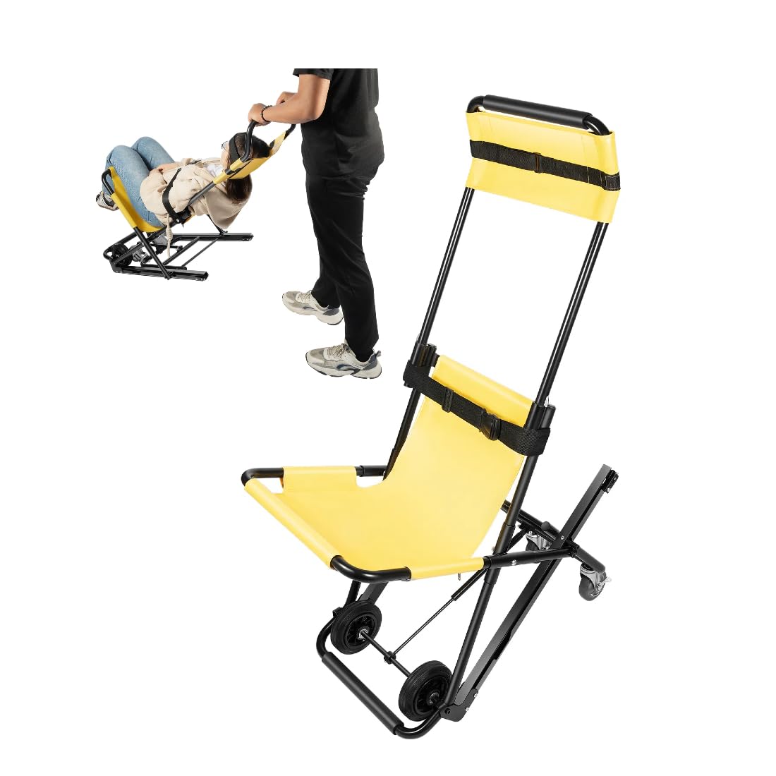 Silla de ruedas para subir escaleras, con 160 kg, capacidad de carga, plegable y elevador de escaleras, de aluminio, ayuda ligera para personas mayores, rescatistas