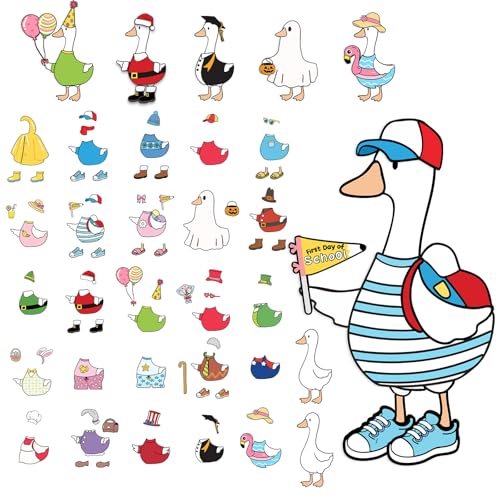 Tinlade 87 Pcs Weather Silly Goose Classroom Decor 9 x 6 Silly Goose Chart Bulletin Board Set with 25 Interchangeable Dress up Class Decor Classroom Management Supplies for Teacher Preschool Ideas