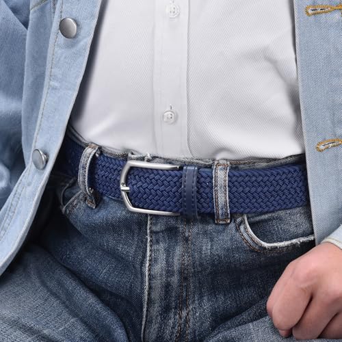 Image of 2pcs Men's Stretch Woven 1.3 inch Wide Elastic Braided Belts