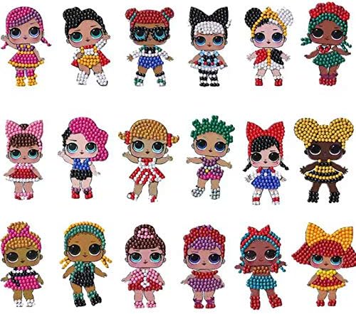 LOL 5D DIY Diamond Painting Kits for Kids LOL Party Decoration Stick Paint with Diamonds by Numbers Kit Easy to DIY Handmade Art Craft 18pcs Cartoon Sticker