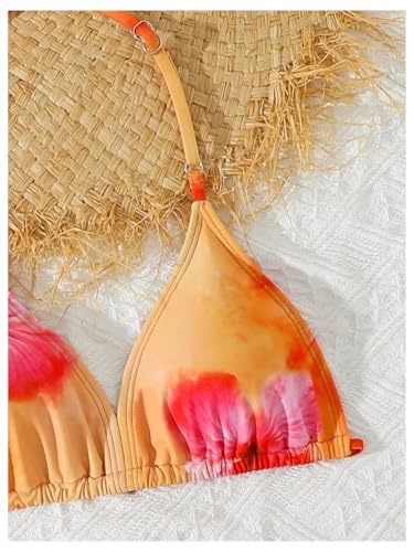 Girl's 3 Piece Swimsuits Floral High Waisted Halter Triangle Bikini Set with Cover Up Skirt3