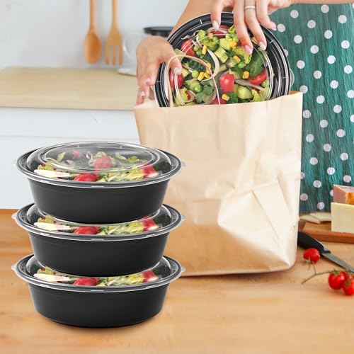 Image of LOKATSE HOME 32 oz Round Meal Prep Containers with Lids 48 Pack Food Storage Bento Box Microwave Dishwasher Freezer Safe