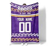 ANTKING Minnesota Throw Blanket Custom Name and Number Blanket for Men Women Boy Gifts