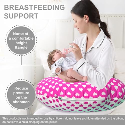 Image of VParents Feeding Pillow, Breast Feeding Pillows Vacuum Packed Cotton Nursing Pillow and Positioner, Breastfeeding, Bottle Feeding, Baby Support Rosy (Pink) 110485