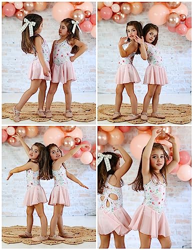 Image of Arshiner Kid Girls Hollow Back Ballet Leotard with Skirt Sleeveless Dance Dresses