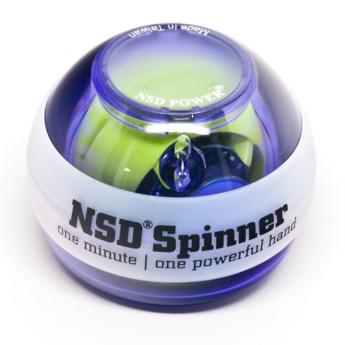 NSD Power Lit Spinner Gyroscopic Hand, Wrist & Forearm Exerciser, Small & Compact, Easy to Use, Variable Led Light Colors, Purple, 5 x 3 x 4.5"