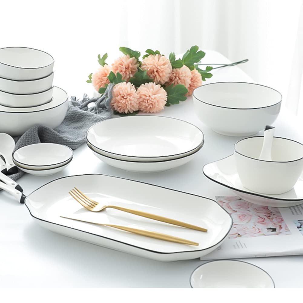 Zestaw naczyń ceramicznych składający się z 29,56 elementów, w tym talerzy, naczyń itp., zestaw naczyń ceramicznych, porcelanowa zastawa stołowa, dla 10 osób, czarny,