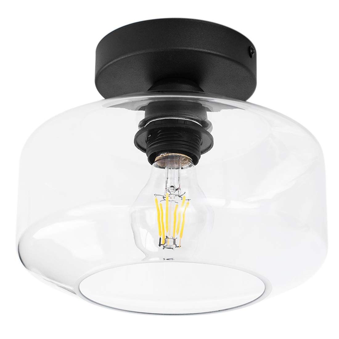 Buy Industrial Semi Flush Ceiling Light Clear Glass Pendant Lamp