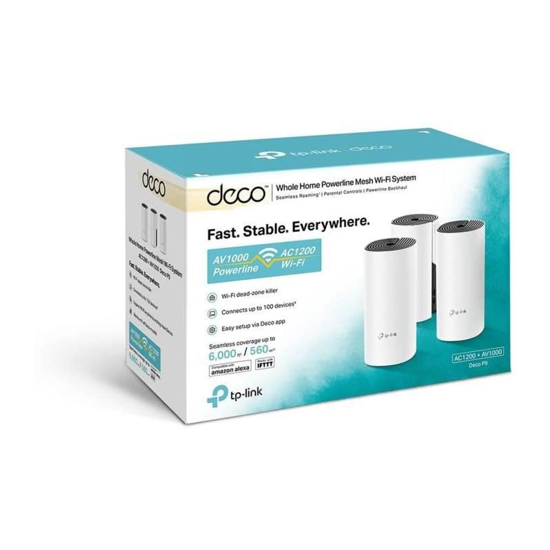 TP-Link Deco P9(3-pack) Système Hybride WiFi Mesh puissant avec CPL 1000Mbps - Contrôle parental - Ports Ethernet Gigabit - Idéale pour grande maison dotée de murs en béton armé