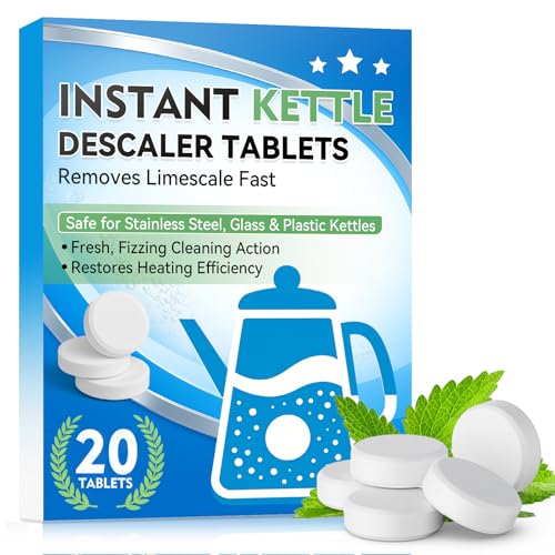 JOYAONE Kettle Descaler Tablet, 20 Pack Kettle Cleaner Removes Hard Water Buildup, Efficient Water Bottle Cleaning Tablets, Limescale Remover Tablet For Kettles, Coffee Machines, Shower Heads