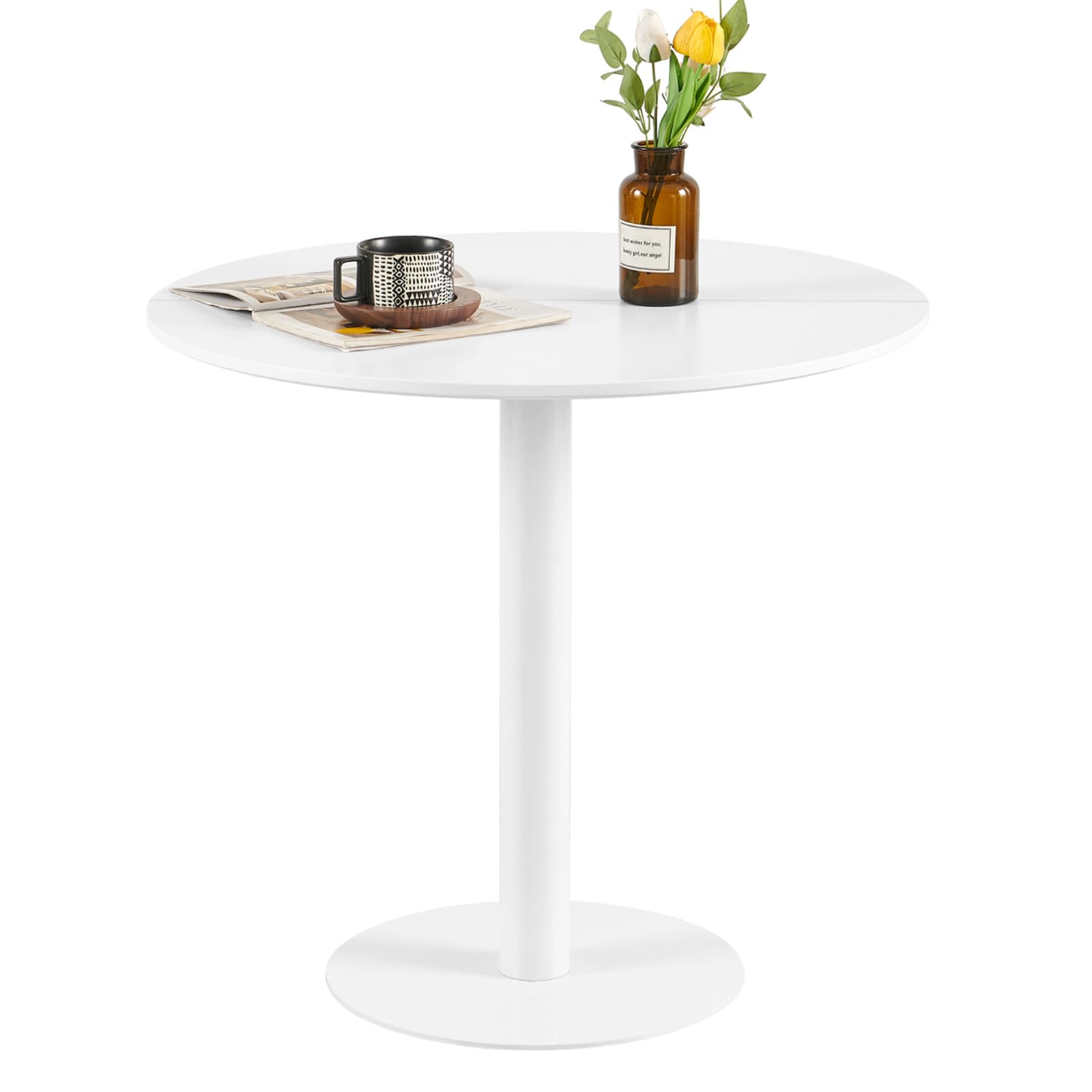 anekl Mesa Redonda Moderna Medieval Sofa Cocina Mesa pequeña Sala de Estar Dormitorio Oficina cafetería Mesa pequeña Minimalista, Blanco