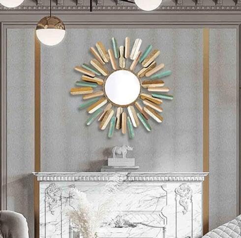 3D Runde Sonnenmauerspiegel für dekorative Wanddekoration Goldener Spiegel, Frau und Mutter Geschenk, 80 * 80cm,B