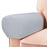 Roytub Stretch Couch Arm Covers, Breathable Armrest Covers for Sofas and Chairs Arm Covers Keep Home Clean, Scratch-Resistant Sofa Arm Covers Protect and Decorate Your Sofa(Medium, Light Gray, 2PCS)