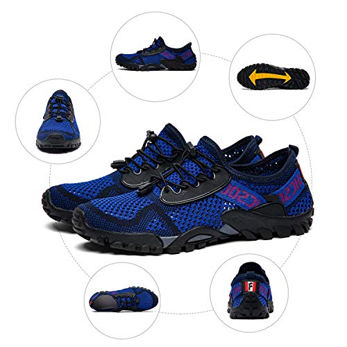 SOBASO Womens Water Shoes Men Women Barefoot Aqua Shoes Quick Dry Water Aerobic Shoes for Beach River Lake Navy Black