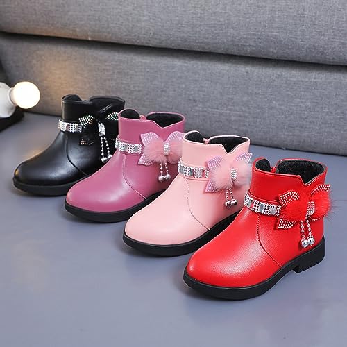 Girls Ankle Boots Kids Ankle Booties Comfortable Slip on Lug Sole Short Booties Side Zipper Bowknot Ankle Boots3