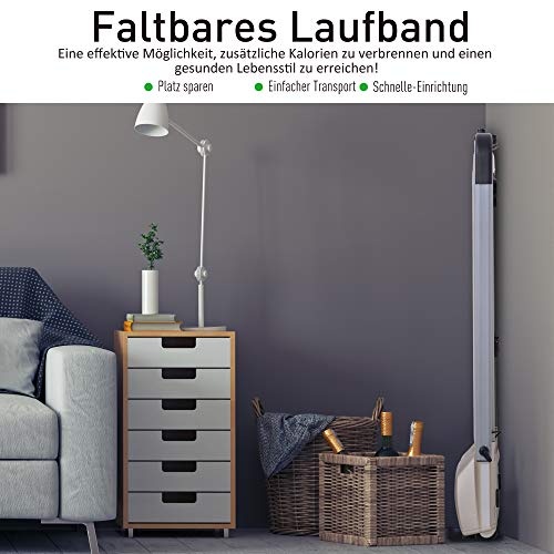 HOMCOM Elektrisches Laufband mit LCD Display, Faltbares Fitnessgerät, 1-10 Km/h, Stahl, Schwarz+ Grau+Champagner, 70 x… – Bild 5