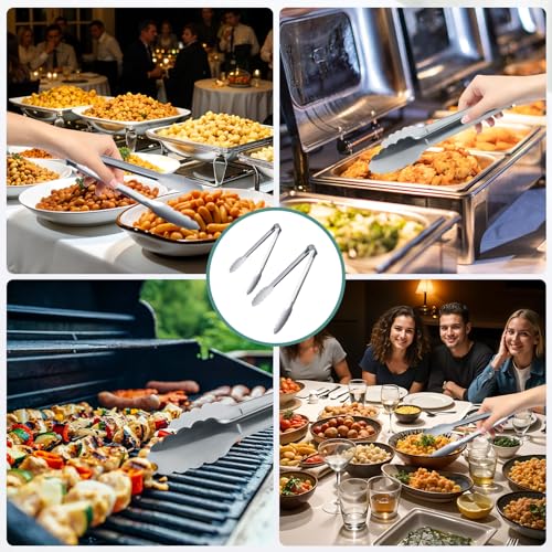 image for XEVOM 12 Pieces Buffet Tongs 7'' Serving Tongs Heavy Duty Stainless st